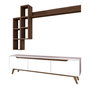 Hanah Home M16 - 804 Mueble de TV Blanco y Nogal con Estantes